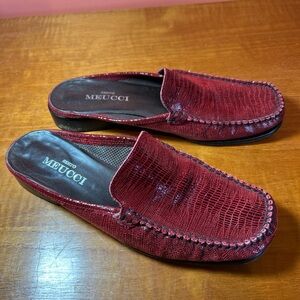 Sesto Meucci ITALY leather slip Ons Red Loafers vintage women’s size 8